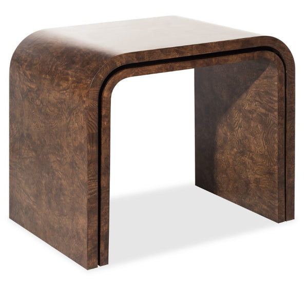 Hooker Furniture Archives Nesting Tables With Classic Walnut Ash Burl Veneer, 2-Piece Space-Saving End Tables Set 6123-80313-89
