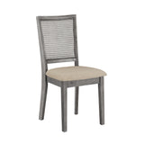 Homelegance By Top-Line Theordore Beige Linen Rattan Back Dining Chairs (Set of 2) Red Rubberwood