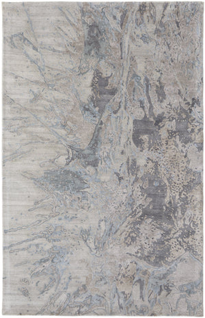 Feizy Rugs Zarah Modern Elegance Hand-tufted Viscose And Wool Rug, Abstract Watercolor Design For Your Home Gray,Tan,Blue Viscose,Wool Zrh8918fgryblug00