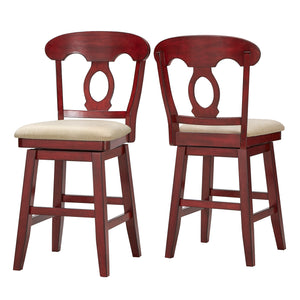 Homelegance By Top-Line Juliette Napoleon Back Counter Height Wood Swivel Chair Red Rubberwood