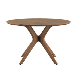 Homelegance By Top-Line Martine Mid-Century Walnut Finish Round Dining Table Walnut Rubberwood