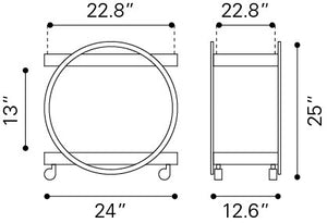 Arenas Bar Cart Brown 109779 Zuo Modern