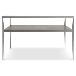 Bernhardt Bernhardt Cornelia Nebbia Glass Cocktail Table With Brushed Stainless Frame And Slim Tapered Legs 331021