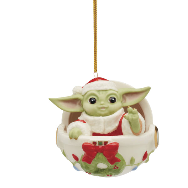 Lenox Grogu's Holiday Hover Pram Ornament Green, GREEN PORCELAIN 895920