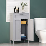 Christopher Knight Home® - Noble House - Edgell Modern Bathroom 2 Door Floor Storage Cabinet with Drawer