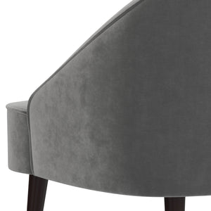 English Elm Harrah Velvet Accent Chair with Tufted Channel Back and Solid Rubberwood Legs, Mid-Century Flair Gray B136P158681