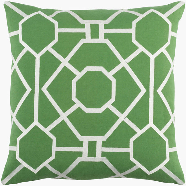 Surya Kingdom 18"X18" Cotton Accent Pillow - Elegant Design For Modern & Classic Decor, Easy Care! Medium Green Cotton,Cotton Kgdm7046-1818d