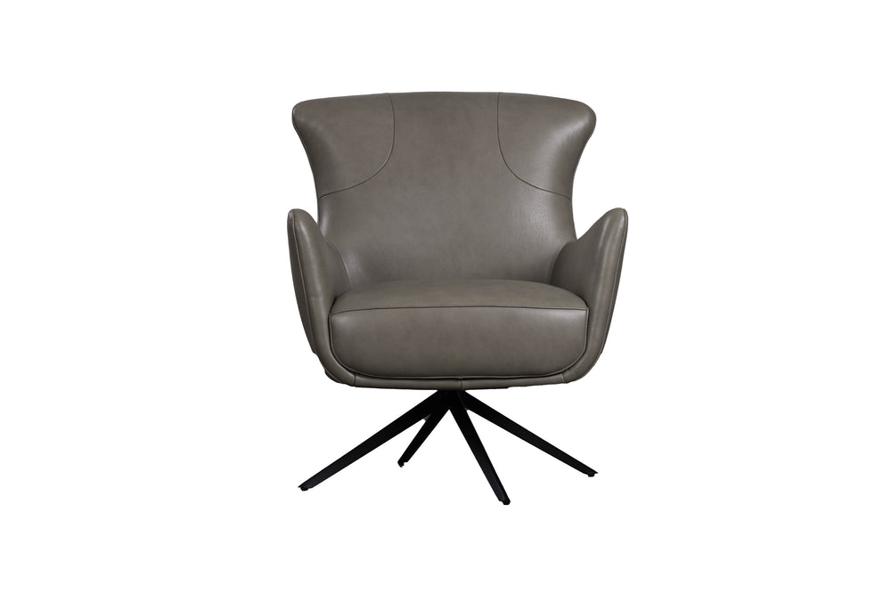 Porter Designs Porter Andromeda Gray Leather Swivel Accent Chair - Mid-century Modern Design With Flared Feet Gray Leather 12-204-02t-0202-kit