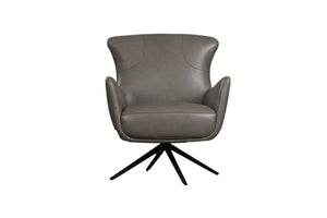 Porter Designs Porter Andromeda Gray Leather Swivel Accent Chair - Mid-century Modern Design With Flared Feet Gray Leather 12-204-02t-0202-kit