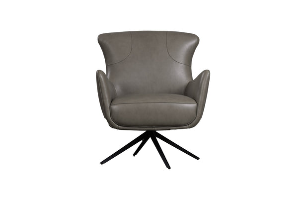 Porter Designs Porter Andromeda Gray Leather Swivel Accent Chair - Mid-century Modern Design With Flared Feet Gray Leather 12-204-02t-0202-kit