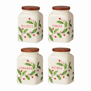 Lenox Holiday Baking Spice Jars, Set of 4 Multi, WHITE PORCELAIN 895048