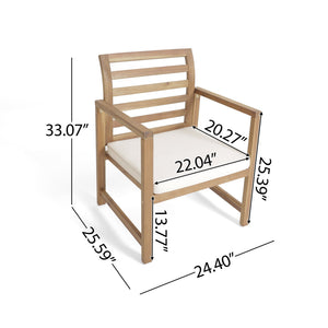 English Elm Christopher Knight Home® - Outdoor Acacia Wood Club Chairs Set of 2 with White Cushions, Weather-Resistant Poolside Seating 36" 56836.00