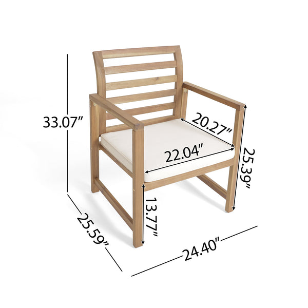English Elm Christopher Knight Home® - Outdoor Acacia Wood Club Chairs Set of 2 with White Cushions, Weather-Resistant Poolside Seating 36" 56836.00