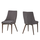 Homelegance By Top-Line Arnet Mid-Century Barrel Back Linen Dining Chairs (Set of 2) Dark Grey Rubberwood