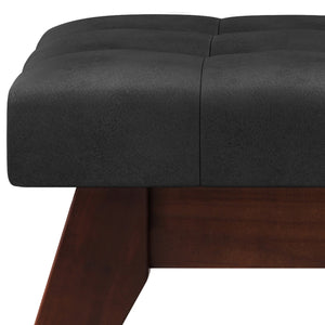 English Elm Draper Mid Century Tufted Ottoman Bench with Distressed Vegan Faux Leather Upholstery, 40" W Black B136P159073