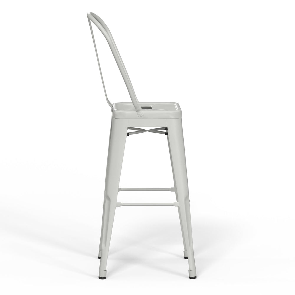 English Elm Fletcher 24" Industrial-Style Metal Counter Height Stool Set Of 2 - Chic White Finish For Modern Spaces B136P158665