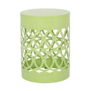 English Elm Outdoor Powder-coated Iron Nesting Accent Tables Set of 2 Laser-cut Circle Design Green 73606.00GRN