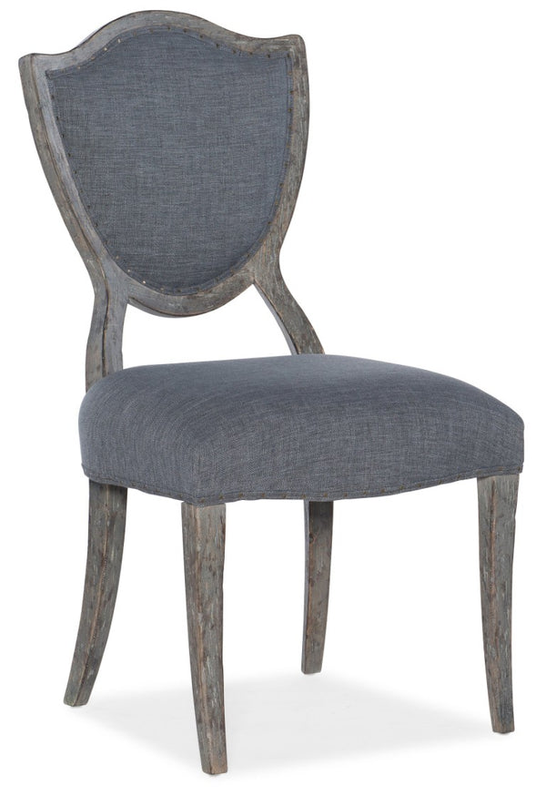 Hooker Furniture Beaumont Shield-Back Side Chair With Distressed Shale Trim, Slate Linen Front & Burlap Backing, Tailored Elegance 5751-75411-95