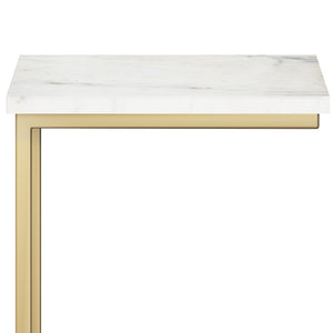 English Elm Skyler C Side Table - Luxurious Marble Top & Gold Accents, C-Shaped Design For Modern Spaces B136P159960-GIGA