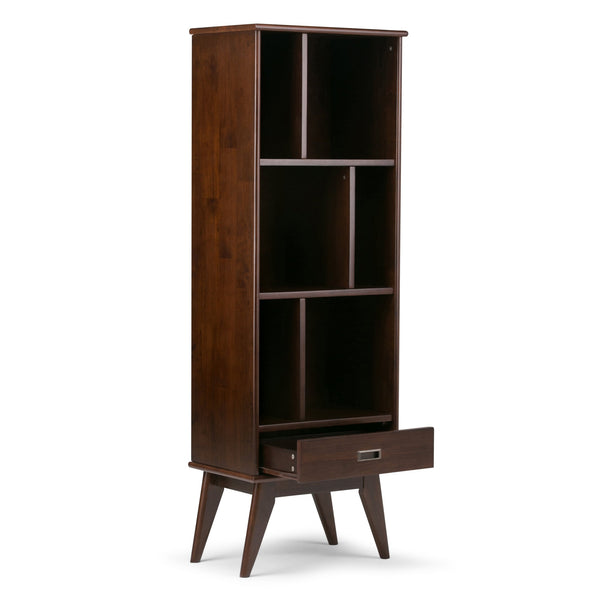 English Elm Draper Mid Century Bookcase & Storage Unit - Solid Rubberwood In Medium Auburn Brown Finish B136P158157