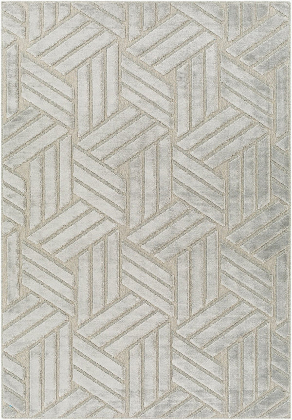 Livabliss Kingston Viscose Wool Blend Machine Woven Accent Rug Plush Modern Entryway Floor Piece Gray, Medium Gr 2' x 2'11" KGS2303-23