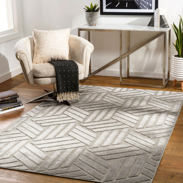 Livabliss Kingston Viscose Wool Blend Machine Woven Accent Rug Plush Modern Entryway Floor Piece Gray, Medium Gr 2' x 2'11" KGS2303-23
