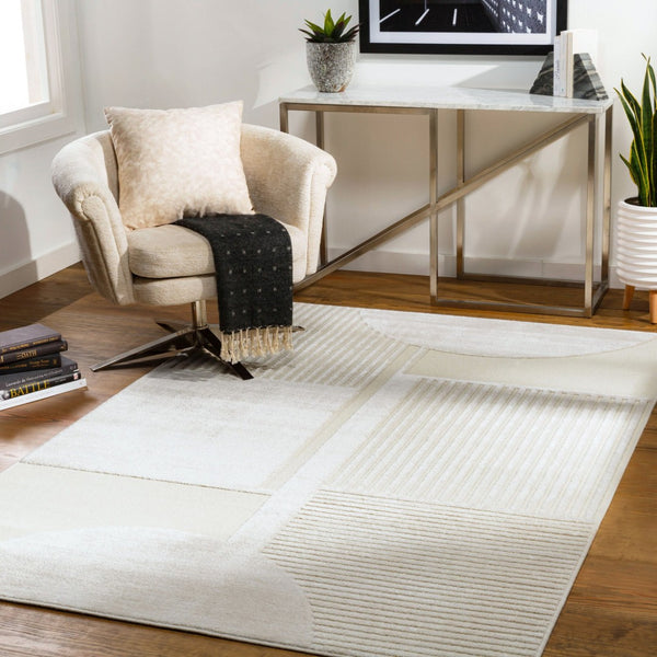 Livabliss Kingston Wool Viscose Blend Area Rug Soft Machine Woven Modern Living Room Floor Accent Cream, Light Be 5'3" x 7'3" KGS2309-5373