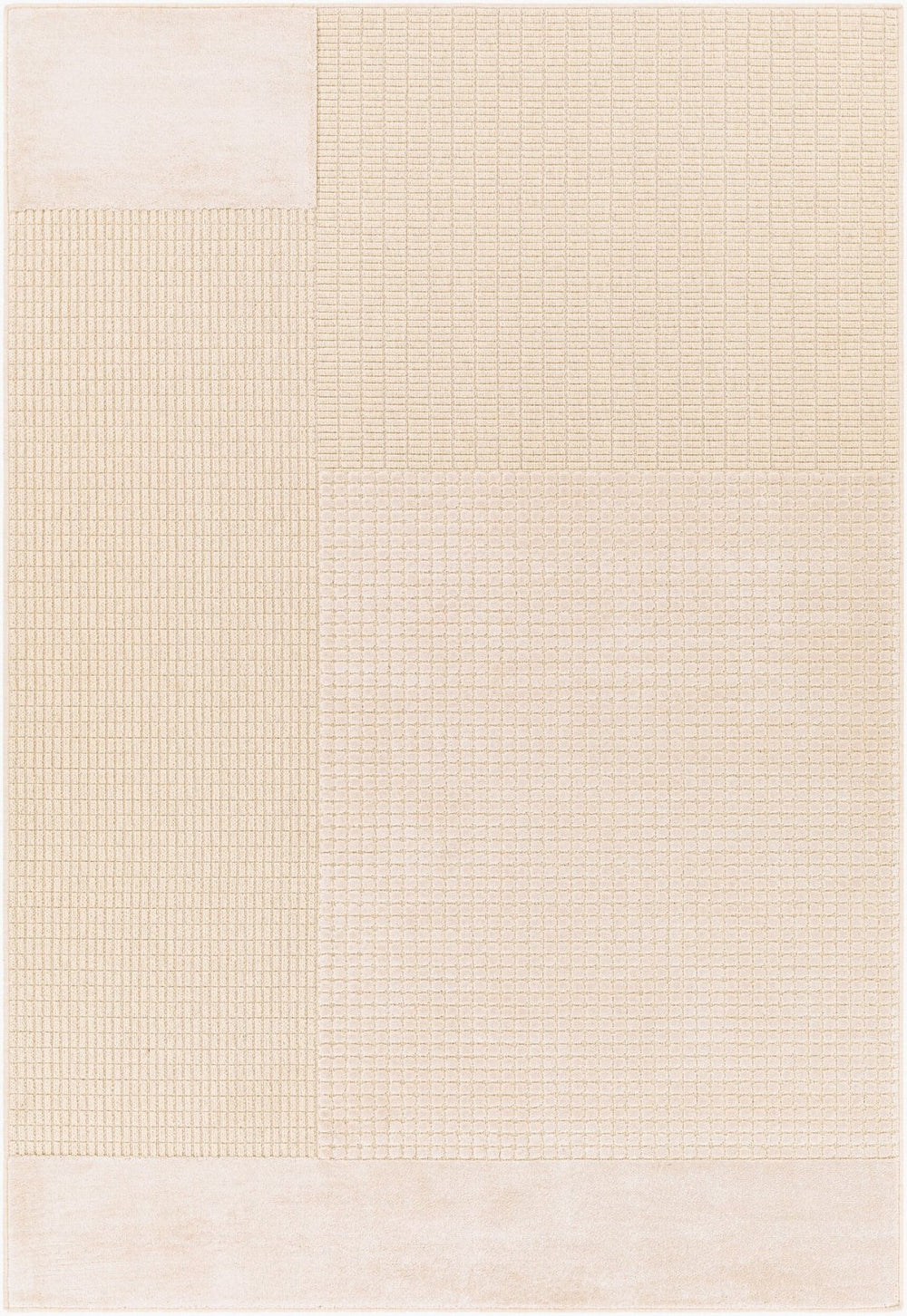 Livabliss Kingston Machine Woven Viscose Wool Blend Rug with High Low Pile Sculptural Texture Cream, Light Be 3'11" x 5'7" KGS2311-31157