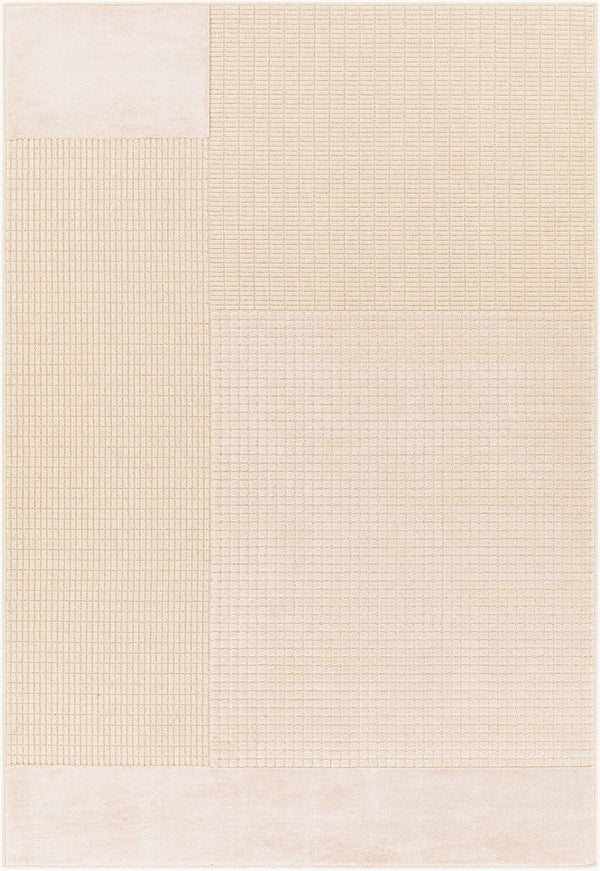 Livabliss Kingston Machine Woven Viscose Wool Blend Rug with High Low Pile Sculptural Texture Cream, Light Be 3'11" x 5'7" KGS2311-31157