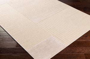 Livabliss Kingston Machine Woven Viscose Wool Blend Rug with High Low Pile Sculptural Texture Cream, Light Be 3'11" x 5'7" KGS2311-31157