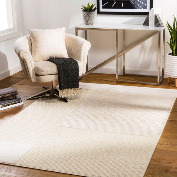Livabliss Kingston Machine Woven Viscose Wool Blend Rug with High Low Pile Sculptural Texture Cream, Light Be 3'11" x 5'7" KGS2311-31157