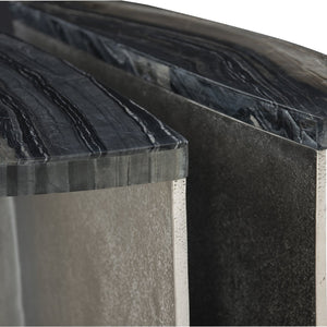 Bernhardt Bernhardt Sculptural Tegan Side Table With Black Forest Marble Tops & Shiny Nickel Cast Aluminum Base 305123