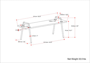 English Elm Berkeley - Industrial-Modern Entryway Bench In Natural Mango Wood With Sturdy Metal Legs & Unique Grain B136P158492