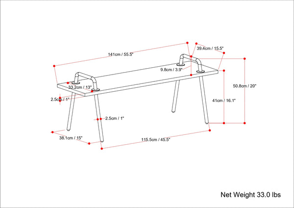 English Elm Berkeley - Industrial-Modern Entryway Bench In Natural Mango Wood With Sturdy Metal Legs & Unique Grain B136P158492