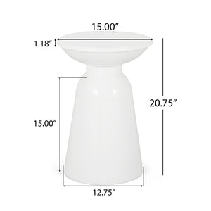 English Elm Outdoor Powder-coated Iron Pedestal Side Table for Patio and Lounge Spaces White 73615.00WHI