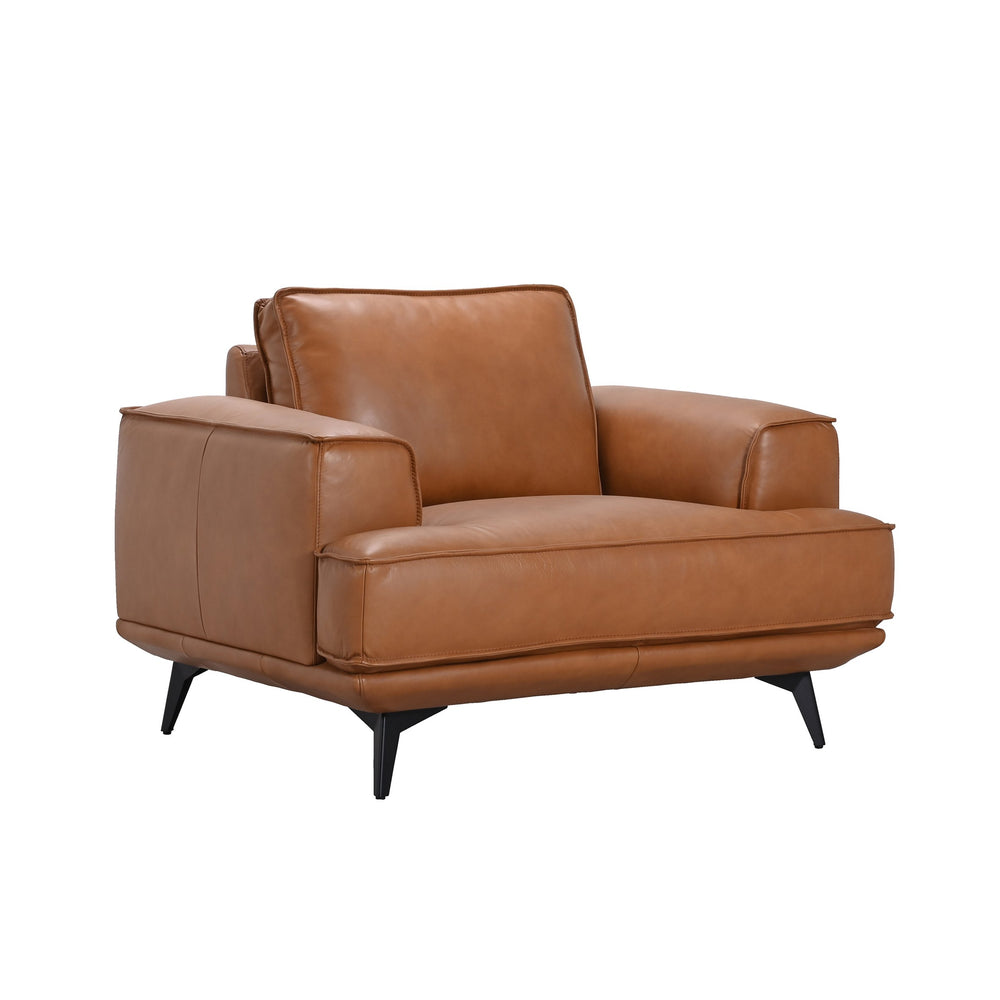 Porter Designs Porter Pirelli Midcentury Modern Full-grain Leather Chair With Honey-finished Rubberwood Base Brown Leather 02-204-03-0330
