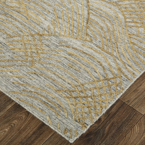Feizy Rugs Taunton Hand-woven Viscose/Wool Rug - Elegant High-low Pile With Abstract Design For Modern Homes Gold,Gray Viscose,Wool T17t8007gld000e10