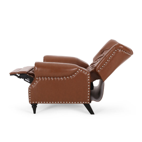 English Elm Christopher Knight Home® - Classic Classic Style Fabric Push Back Chair with Rivet Detail, Rolled Arms & Plush Cushions for Comfort and Stability Light Brown 71909.00PUCOGN
