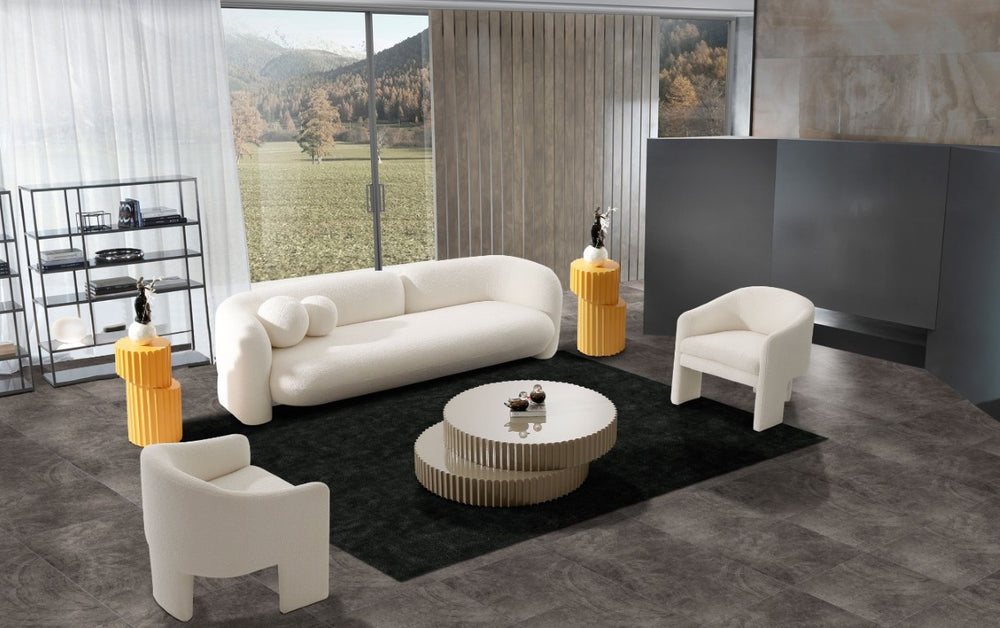 VIG Furniture Khan Modern 4-Seater Boucle Sofa With Gold Legs — Low-Profile Curved Design, Plush Foam Comfort (98) VGOD-ZW-22022-S