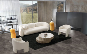 VIG Furniture Khan Modern 4-Seater Boucle Sofa With Gold Legs — Low-Profile Curved Design, Plush Foam Comfort (98) VGOD-ZW-22022-S