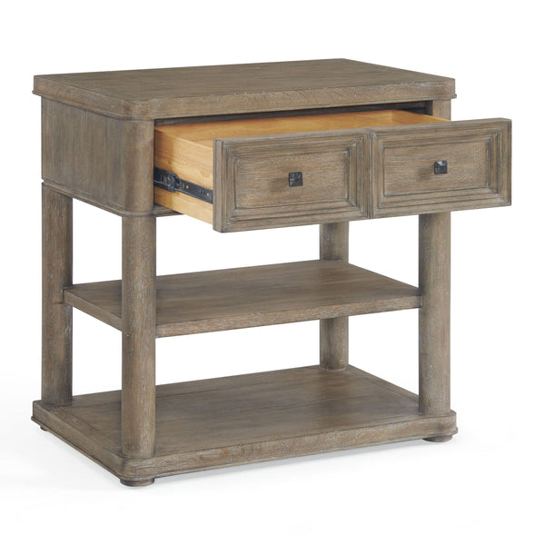 A.R.T. Furniture Reforma Open Nightstand: Modern Rustic Design With Gunmetal Accents & Ample Storage Solutions Brown Parawood Solids,Random Match Flaky Oak Veneers,Metal 324140-2358
