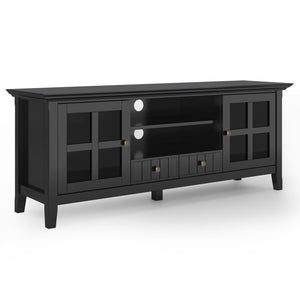 English Elm Acadian 60" Tv Media Stand - Handcrafted Black Wood Design With Glass Doors & Cable Management Solutions B136P159682