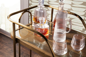 Hooker Furniture Commerce Walnut Veneer Rolling Bar Cart with Smoked Glass Top for Entertaining 7228-50763-85