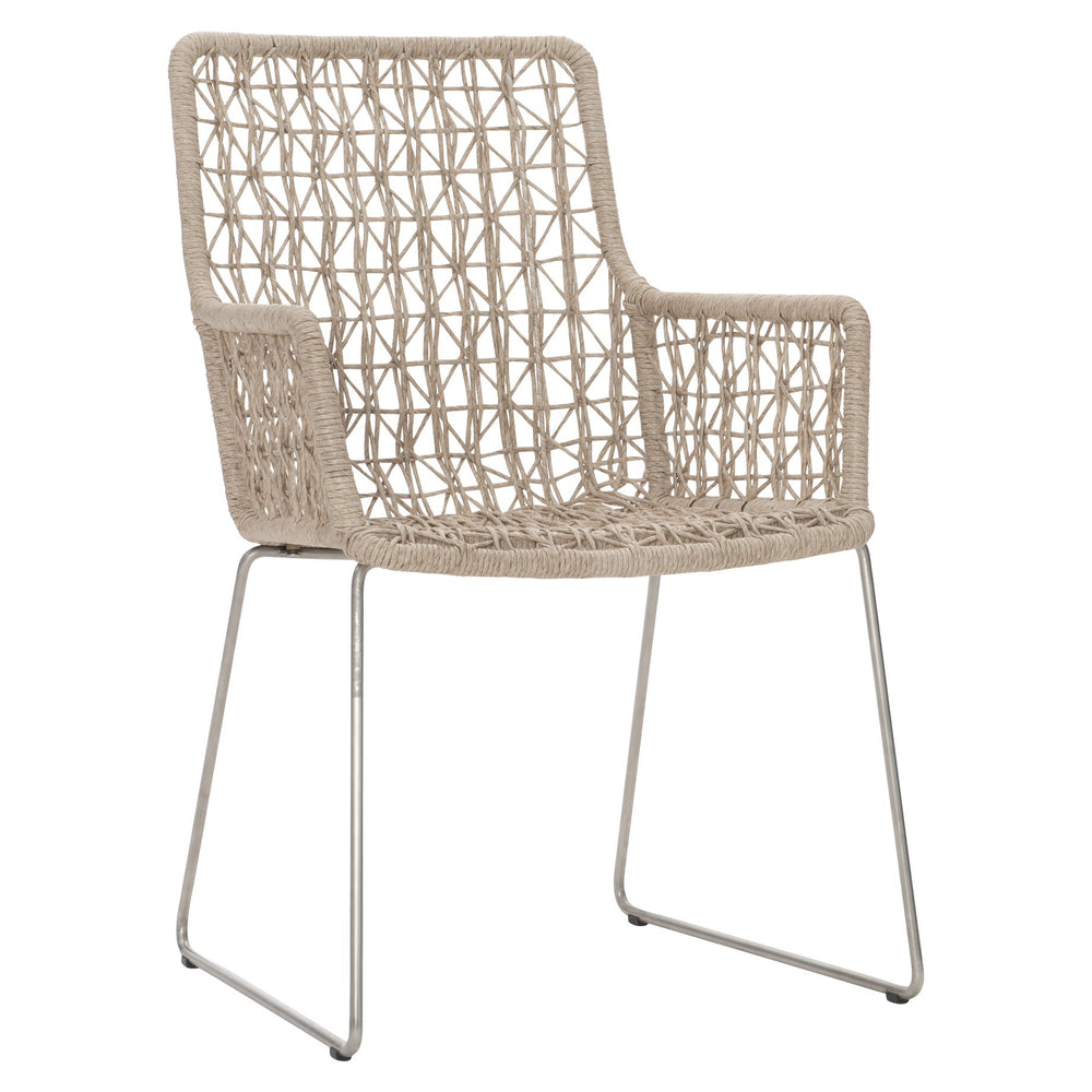 Bernhardt Bernhardt Carmel Outdoor Arm Chair With All-Weather Wicker, Stainless Steel Base, Hazelnut Finish X03552