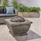 Christopher Knight Home® - Noble House - Mia Outdoor 32" Wood Burning Light-Weight Concrete Square Fire Pit