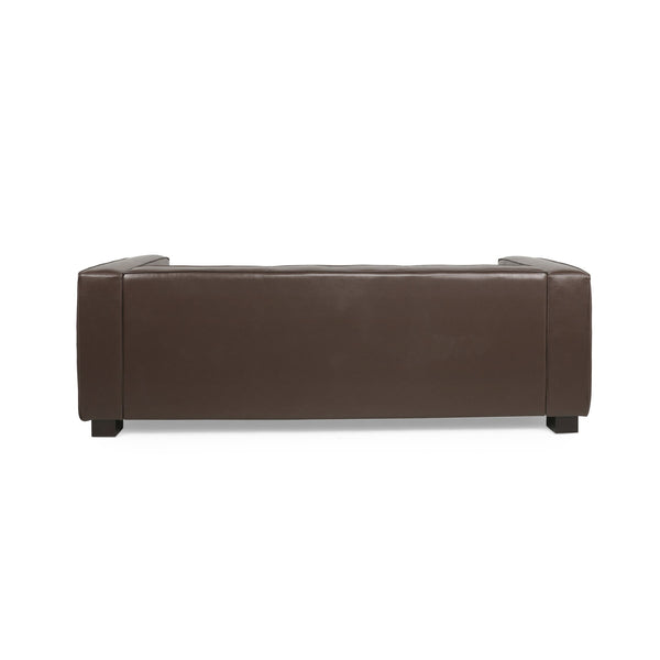 English Elm 3 Seater Tuxedo Sofa with Birch Wood Legs Smooth Upholstery for Modern Living Rooms 71802.00DBRN