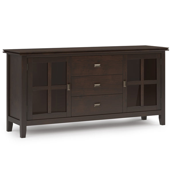 English Elm Artisan Large Sideboard Buffet - Elegant Dark Chestnut Brown, Functional Storage, Timeless Design B136P158417