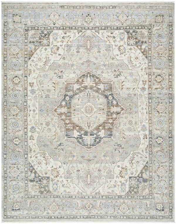 Khorasan KHO-2303 9' x 12' Handmade Rug KHO2303-912  Ash, Light Silver, Sterling Grey, Metallic - Silver, Sage Surya