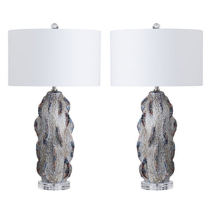 Crestview Collection 32.5"H Ceramic Table Lamp - Sculptural Artisan Design With Marbled Finish, Crystal Base & Shade   Cvap3263