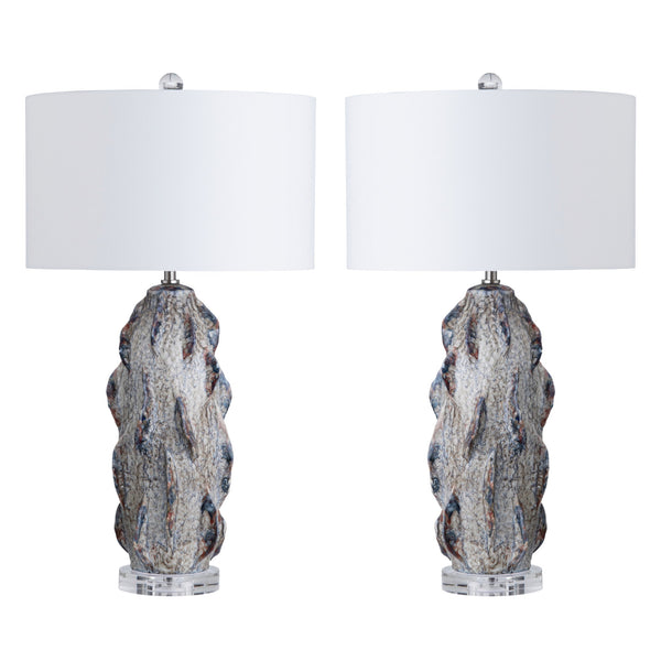 Crestview Collection 32.5"H Ceramic Table Lamp - Sculptural Artisan Design With Marbled Finish, Crystal Base & Shade   Cvap3263